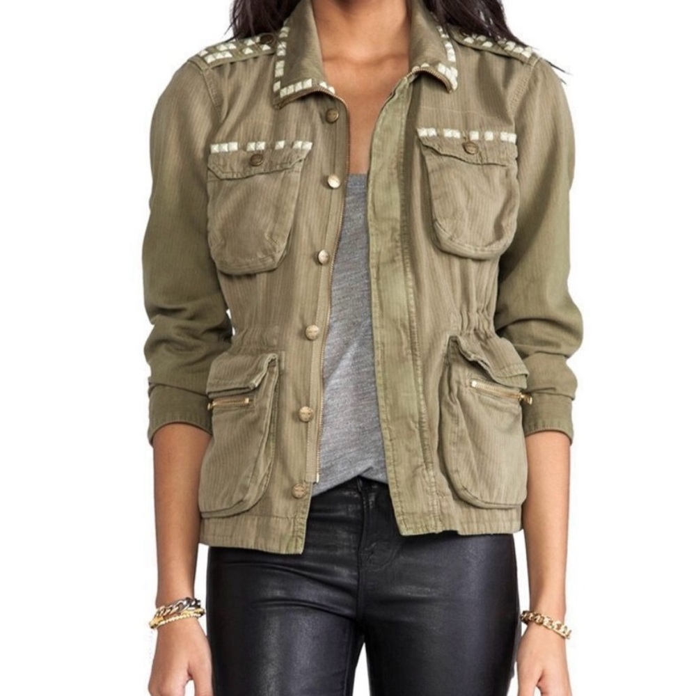 Current/Elliott Green Utility Jacket Lightweight Cotton